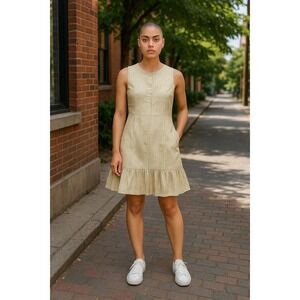 PrettyLittleThing Plus‎ Striped Ruffle Hem Sleeveless Dress  Size 14